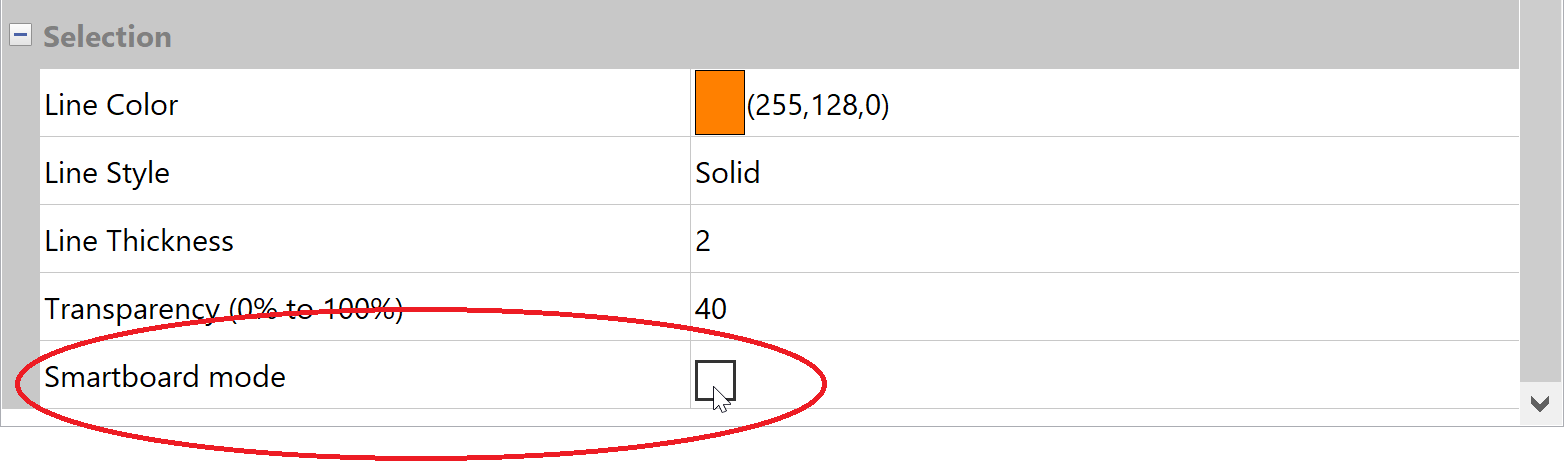 Smartboard mode option